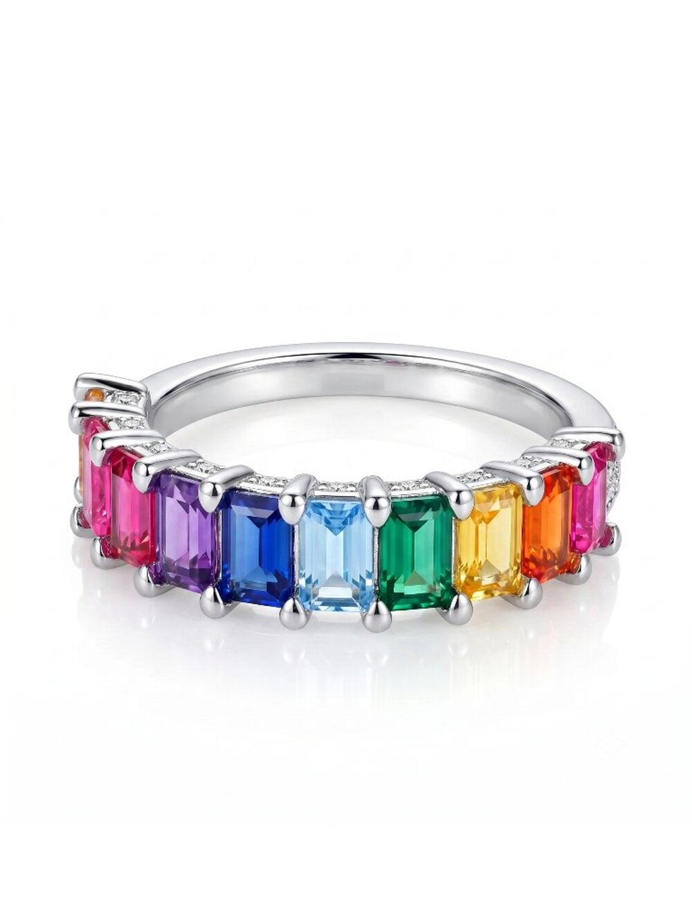 Rainbow Multicolor Heart Ring, Charmed Aroma Pride Month Jewlery Stackable Ring